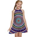 Kaleidoscope Geometric Circles Kids  Halter Collar Waist Tie Chiffon Dress View1