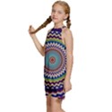 Kaleidoscope Geometric Circles Kids  Halter Collar Waist Tie Chiffon Dress View2