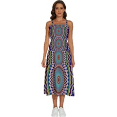 Kaleidoscope Geometric Circles Sleeveless Shoulder Straps Boho Dress by Ravend