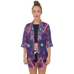 Abstract Glow Kaleidoscopic Light Open Front Chiffon Kimono by Ravend