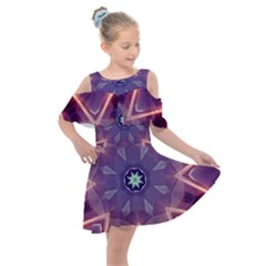 Abstract Glow Kaleidoscopic Light Kids  Shoulder Cutout Chiffon Dress by Ravend