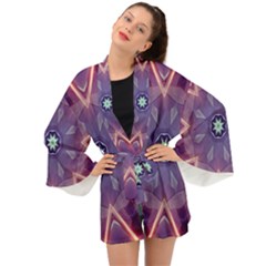 Abstract Glow Kaleidoscopic Light Long Sleeve Kimono by Ravend