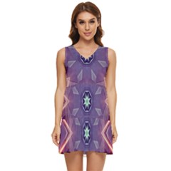 Abstract Glow Kaleidoscopic Light Tiered Sleeveless Mini Dress by Ravend