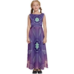 Abstract Glow Kaleidoscopic Light Kids  Satin Sleeveless Maxi Dress by Ravend