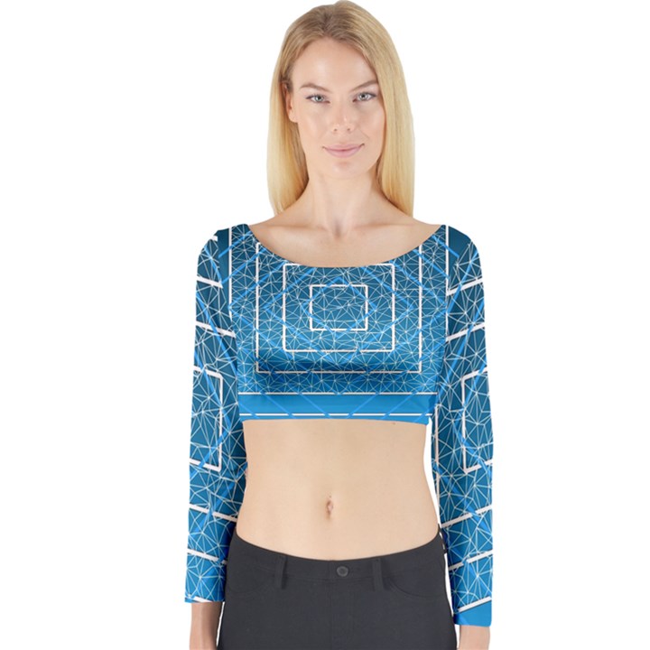 Network Social Abstract Long Sleeve Crop Top