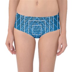 Network Social Abstract Mid-Waist Bikini Bottoms