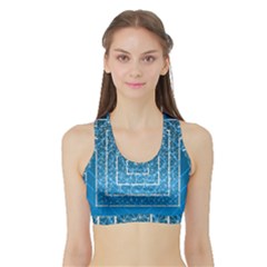 Network Social Abstract Sports Bra with Border