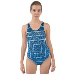 Network Social Abstract Cut-Out Back One Piece Swimsuit