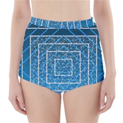 Network Social Abstract High-Waisted Bikini Bottoms