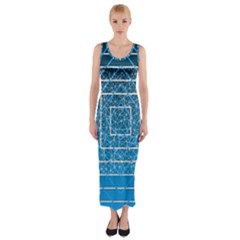 Network Social Abstract Fitted Maxi Dress