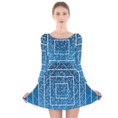 Network Social Abstract Long Sleeve Velvet Skater Dress