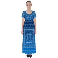 Network Social Abstract High Waist Short Sleeve Maxi Dress