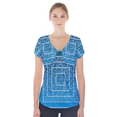 Network Social Abstract Short Sleeve Front Detail Top