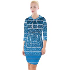 Network Social Abstract Quarter Sleeve Hood Bodycon Dress