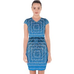 Network Social Abstract Capsleeve Drawstring Dress 