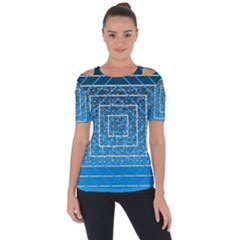 Network Social Abstract Shoulder Cut Out Short Sleeve Top