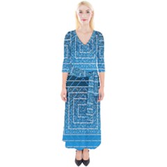 Network Social Abstract Quarter Sleeve Wrap Maxi Dress