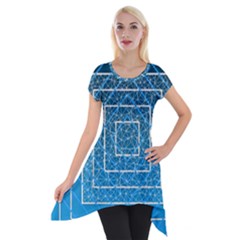 Network Social Abstract Short Sleeve Side Drop Tunic