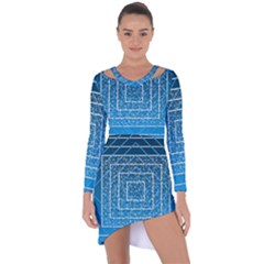 Network Social Abstract Asymmetric Cut-Out Shift Dress