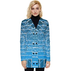 Network Social Abstract Button Up Hooded Coat 