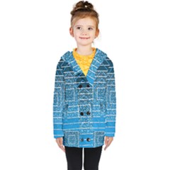 Network Social Abstract Kids  Double Breasted Button Coat