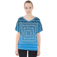 Network Social Abstract V-Neck Dolman Drape Top