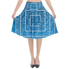 Network Social Abstract Flared Midi Skirt