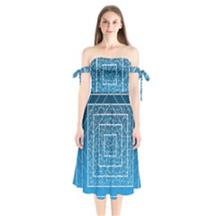 Network Social Abstract Shoulder Tie Bardot Midi Dress