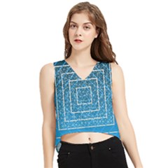 Network Social Abstract V-Neck Cropped Tank Top