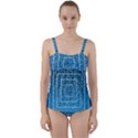 Network Social Abstract Twist Front Tankini Set View1