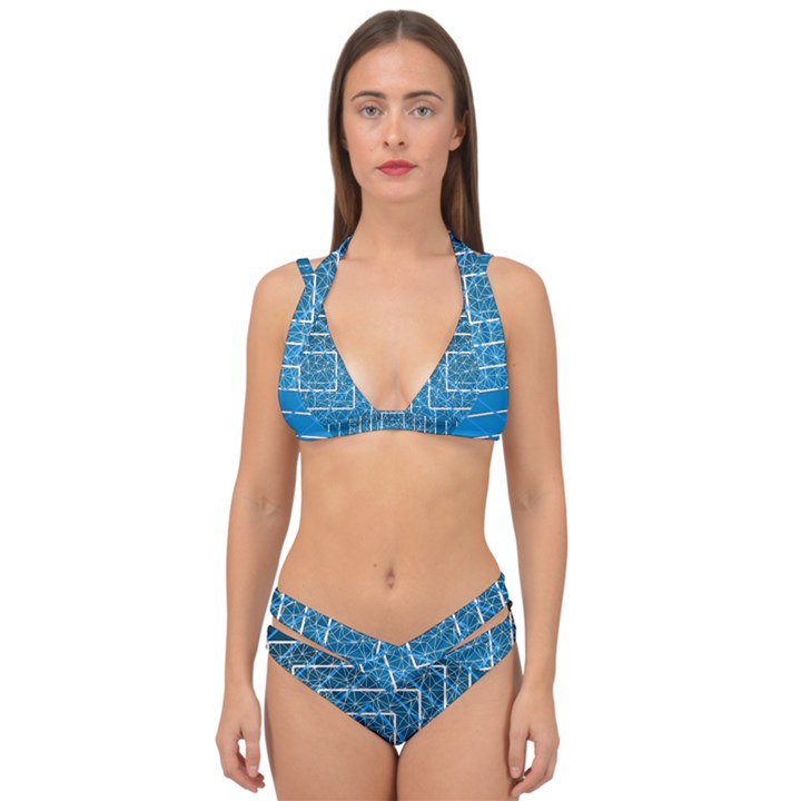 Network Social Abstract Double Strap Halter Bikini Set