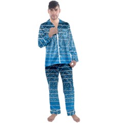 Network Social Abstract Men s Long Sleeve Satin Pajamas Set