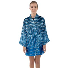 Network Social Abstract Long Sleeve Satin Kimono