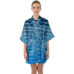 Network Social Abstract Half Sleeve Satin Kimono 