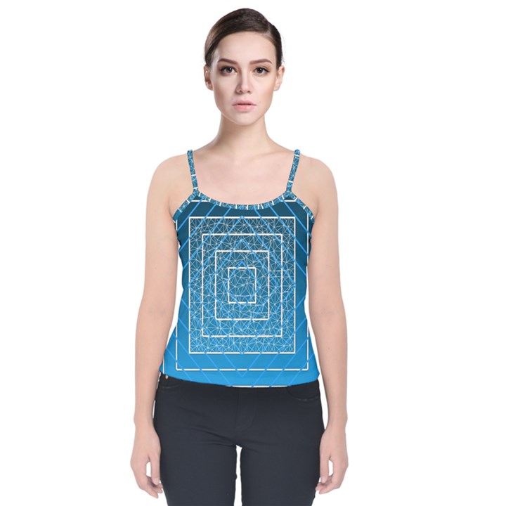 Network Social Abstract Velvet Spaghetti Strap Top