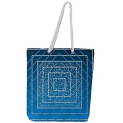 Network Social Abstract Full Print Rope Handle Tote (Large)