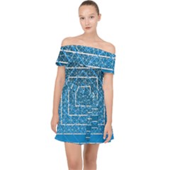 Network Social Abstract Off Shoulder Chiffon Dress