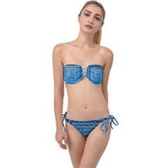 Network Social Abstract Twist Bandeau Bikini Set