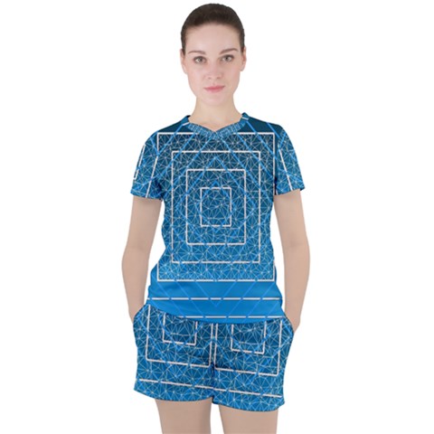 Network Social Abstract Women s Tee And Shorts Set by Ravend