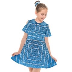 Network Social Abstract Kids  Short Sleeve Shirt Dress by Ravend