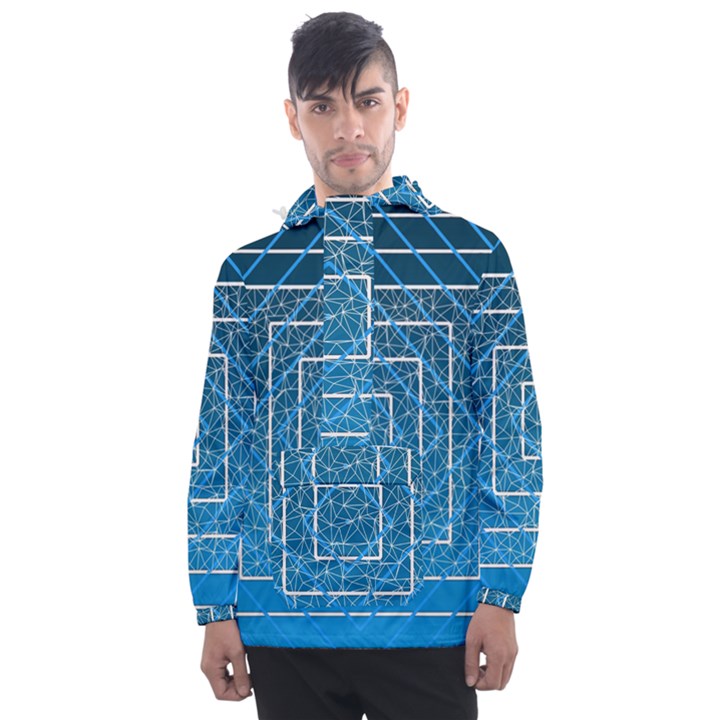 Network Social Abstract Men s Front Pocket Pullover Windbreaker