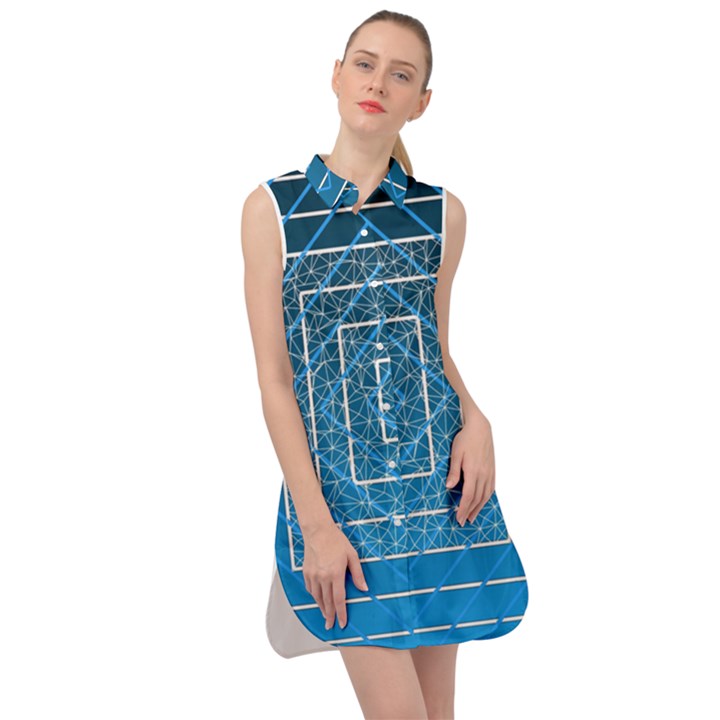 Network Social Abstract Sleeveless Shirt Dress