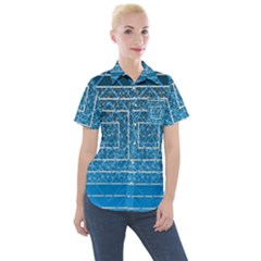 Network Social Abstract Women s Short Sleeve Pocket Shirt