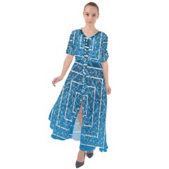 Network Social Abstract Waist Tie Boho Maxi Dress