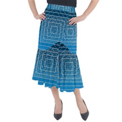 Network Social Abstract Midi Mermaid Skirt