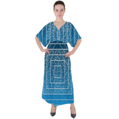 Network Social Abstract V-neck Boho Style Maxi Dress by Ravend