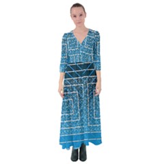 Network Social Abstract Button Up Maxi Dress