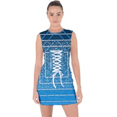 Network Social Abstract Lace Up Front Bodycon Dress