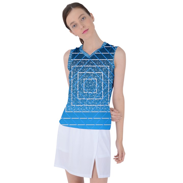 Network Social Abstract Women s Sleeveless Sports Top