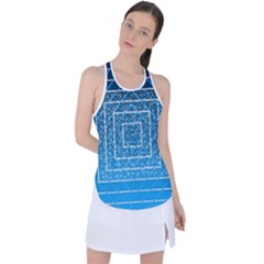 Network Social Abstract Racer Back Mesh Tank Top